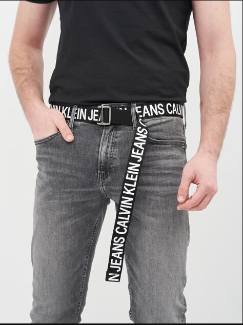 Calvin Klein Jeans Slider Tape Belt meeste vöö, 35mm, must цена и информация | Meeste vööd | kaup24.ee