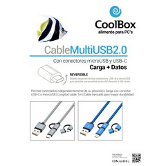 CoolBox USB C/MicroUSB, Синий цена и информация | Кабели и провода | kaup24.ee