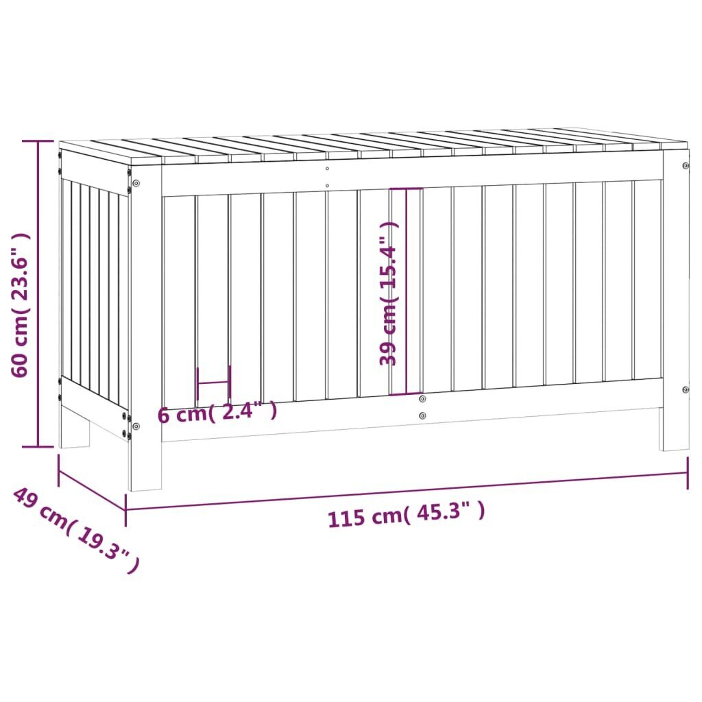 vidaXL aia hoiukast, meepruun, 115x49x60 cm, männipuit цена и информация | Hoiukastid ja -korvid | kaup24.ee