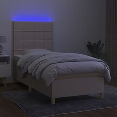 vidaXL kontinentaalvoodi madrats ja LED, kreemjas, 90x200 cm, kangas цена и информация | Кровати | kaup24.ee