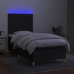 vidaXL kontinentaalvoodi madratsiga ja LED, must, 90x200 cm, kangas hind ja info | Voodid | kaup24.ee