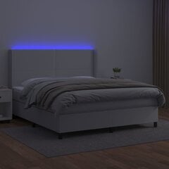 vidaXL kontinentaalvoodi madratsiga, LED, valge, 160x200 cm, kunstnahk цена и информация | Кровати | kaup24.ee