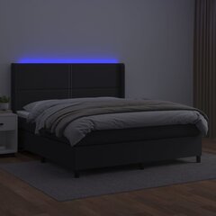 vidaXL Кровать с пружинами/матрасом/LED, черная 180х200см искусственная кожа цена и информация | Кровати | kaup24.ee