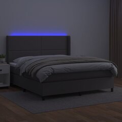 vidaXL kontinentaalvoodi madrats, LED, hall, 180x200 cm, kunstnahk hind ja info | Voodid | kaup24.ee