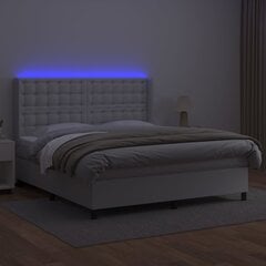 vidaXL kontinentaalvoodi madratsiga, LED, valge, 160x200 cm, kunstnahk цена и информация | Кровати | kaup24.ee