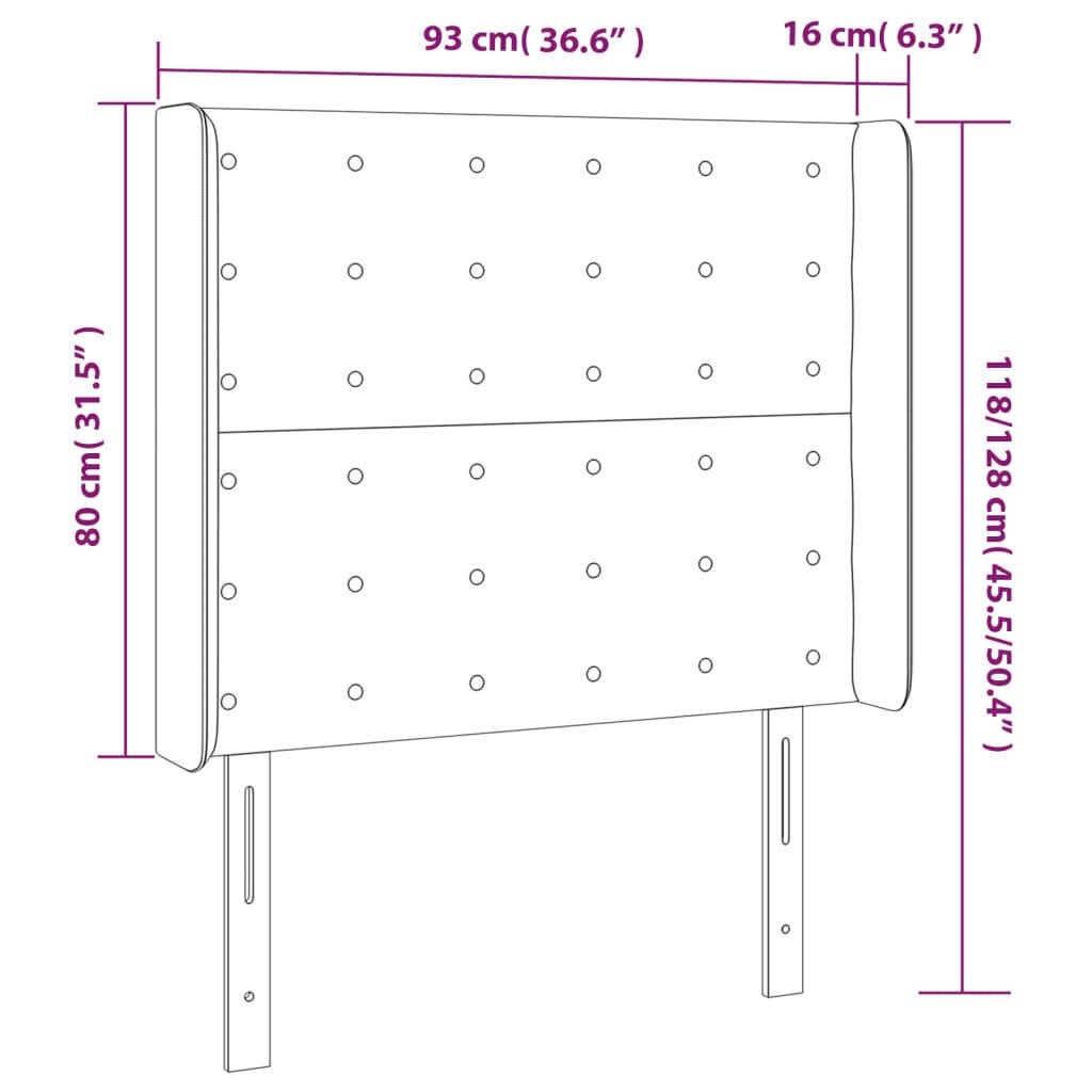 vidaXL LED-voodipeats, valge, 93x16x118/128 cm, kunstnahk цена и информация | Voodid | kaup24.ee