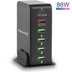 Зарядное устройство для телефона Feegar Tower 86W 6x USB Type C настенное зарядное устройство цена и информация | Зарядные устройства для телефонов | kaup24.ee