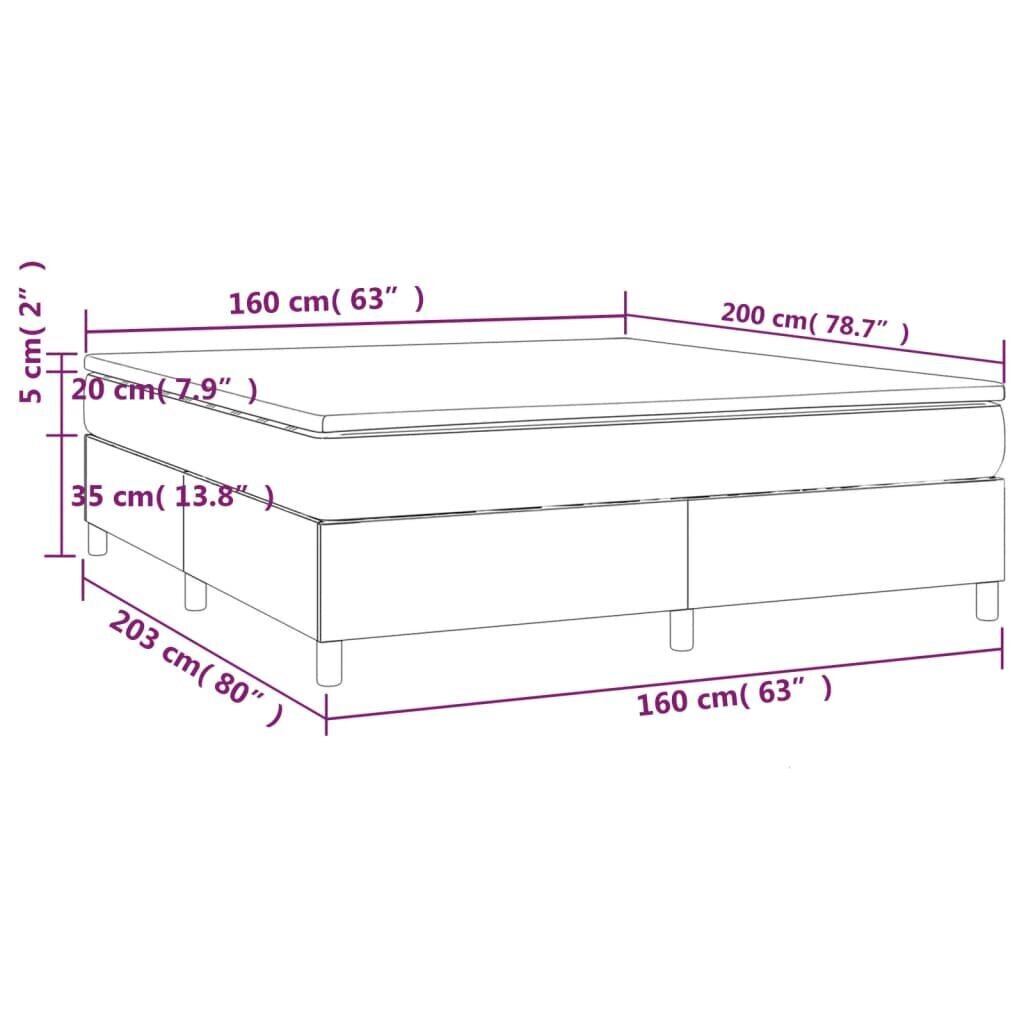 vidaXL kontinentaalvoodi madratsiga, sinine, 160x200 cm, kangas hind ja info | Voodid | kaup24.ee