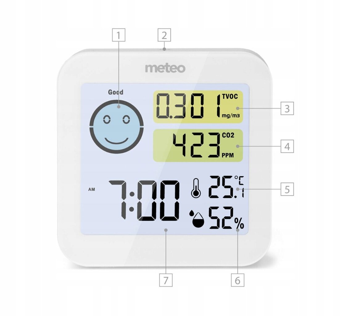 Meteoroloogiajaam, DCF-süsteemiga kell, CO2, TVOC hind ja info | Ilmajaamad, termomeetrid | kaup24.ee