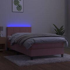 vidaXL kontinentaalvoodi madrats, LED, roosa, 100x200 cm, samet hind ja info | Voodid | kaup24.ee
