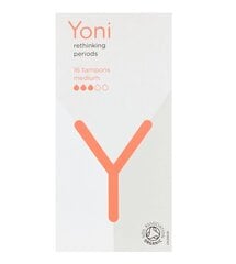 Хлопковые тампоны Yoni Organic Cotton Tampons Medium, 16 шт. цена и информация | Тампоны, гигиенические прокладки для критических дней, ежедневные прокладки | kaup24.ee