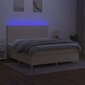 vidaXL kontinentaalvoodi madratsiga ja LED, kreemjas, 160x200 cm, kangas hind ja info | Voodid | kaup24.ee