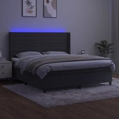 vidaXL kontinentaalvoodi madratsiga ja LED, tumehall, 160x200 cm, samet цена и информация | Кровати | kaup24.ee