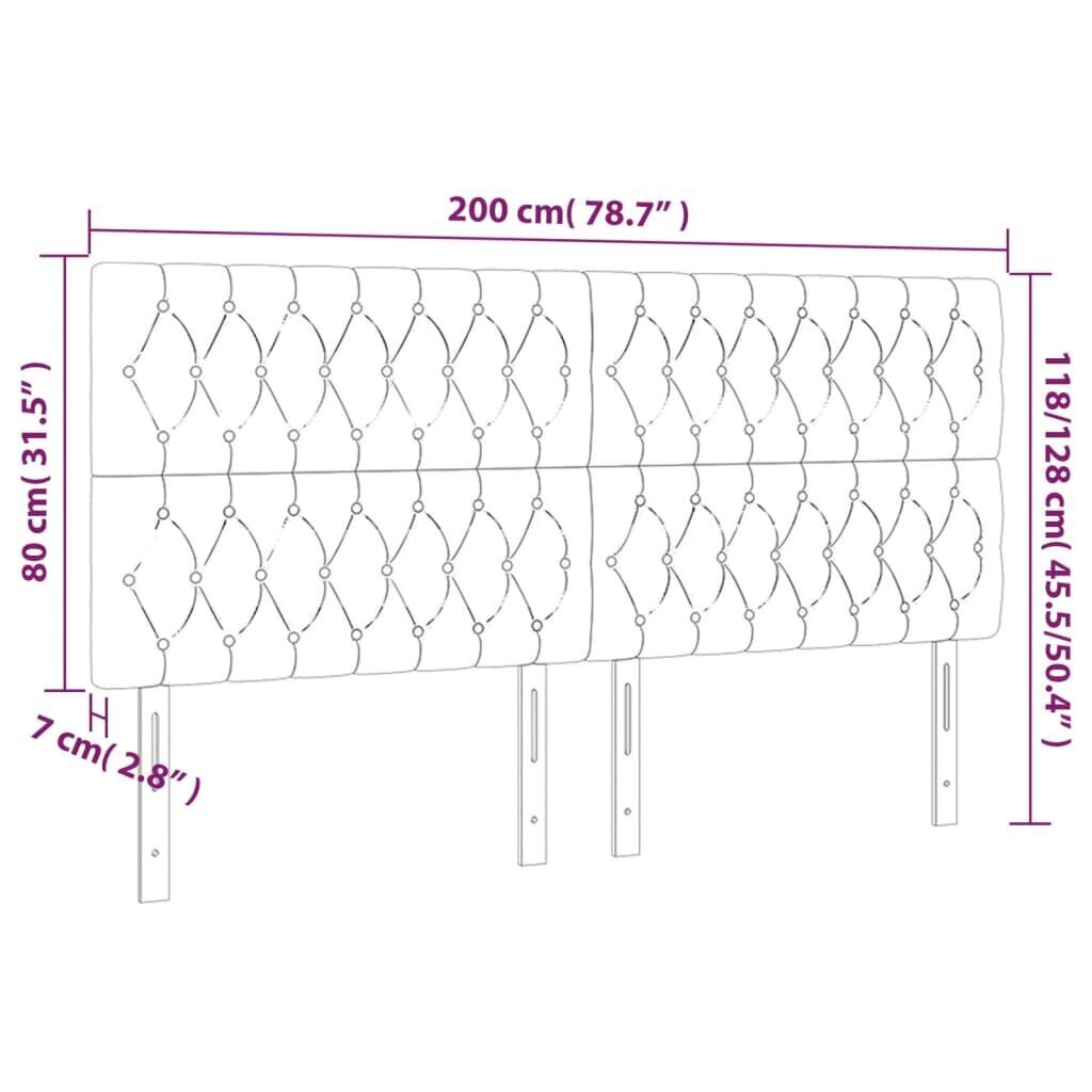 vidaXL LED-voodipeats, must, 200x7x118/128 cm, samet цена и информация | Voodid | kaup24.ee