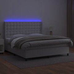 vidaXL kontinentaalvoodi madratsiga, LED, valge, 180x200 cm, kunstnahk цена и информация | Кровати | kaup24.ee