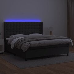 Кровать с матрасом/пружины/LED подсветка vidaXL, черная, 180x200 см цена и информация | Кровати | kaup24.ee