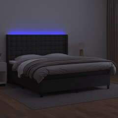 vidaXL Кровать с пружинами/матрасом/LED, черная 180х200см искусственная кожа цена и информация | Кровати | kaup24.ee