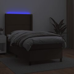 vidaXL kontinentaalvoodi madratsiga, LED, pruun, 100x200 cm, kunstnahk hind ja info | Voodid | kaup24.ee