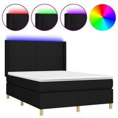 vidaXL kontinentaalvoodi madratsiga ja LED, must, 140x190 cm, kangas цена и информация | Кровати | kaup24.ee