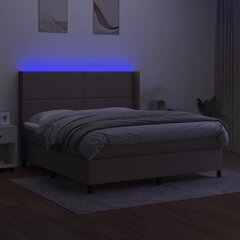 vidaXL kontinentaalvoodi madratsiga ja LED, pruunikas, 180x200 cm, kangas цена и информация | Кровати | kaup24.ee