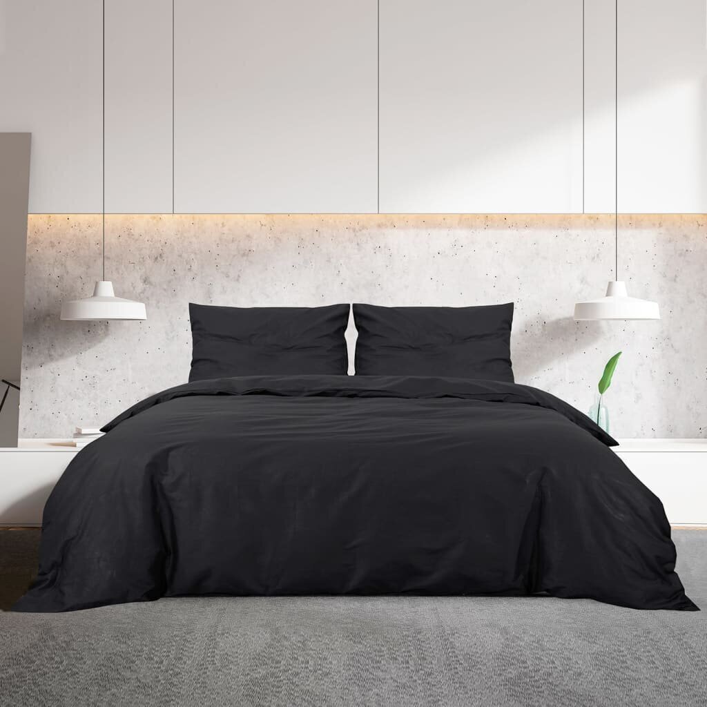 vidaXL voodipesukomplekt, must, 200x200 cm hind ja info | Voodipesukomplektid | kaup24.ee