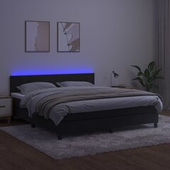 vidaXL kontinentaalvoodi madrats ja LED, must, 180x200 cm, samet hind ja info | Voodid | kaup24.ee