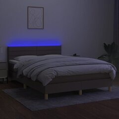 vidaXL kontinentaalvoodi madratsiga ja LED, pruunikas, 140x200 cm, kangas цена и информация | Кровати | kaup24.ee