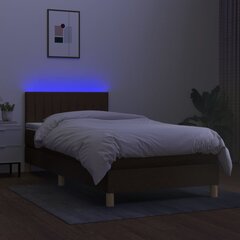 vidaXL kontinentaalvoodi madratsiga ja LED, tumepruun, 100x200 cm, kangas hind ja info | Voodid | kaup24.ee