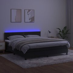 vidaXL kontinentaalvoodi madratsiga ja LED, must, 180x200 cm, samet цена и информация | Кровати | kaup24.ee