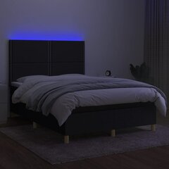 vidaXL kontinentaalvoodi madratsiga ja LED, must, 140x190 cm, kangas цена и информация | Кровати | kaup24.ee