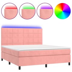 vidaXL kontinentaalvoodi madratsiga, LED, roosa, 160x200 cm, samet цена и информация | Кровати | kaup24.ee