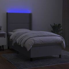 vidaXL kontinentaalvoodi madratsiga ja LED, helehall, 100x200 cm, kangas цена и информация | Кровати | kaup24.ee