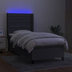 vidaXL kontinentaalvoodi madratsiga ja LED, tumehall, 90x200 cm, kangas цена и информация | Кровати | kaup24.ee