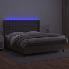 vidaXL kontinentaalvoodi madratsiga , LED, hall, 180x200 cm, kunstnahk цена и информация | Кровати | kaup24.ee