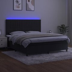 vidaXL kontinentaalvoodi madrats ja LED, must, 180x200 cm, samet цена и информация | Кровати | kaup24.ee