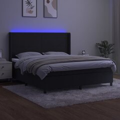 vidaXL kontinentaalvoodi madrats ja LED, must, 180x200 cm, samet hind ja info | Voodid | kaup24.ee