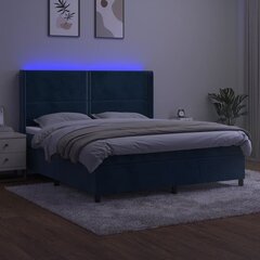 vidaXL kontinentaalvoodi madrats, LED, tumesinine, 160x200 cm, samet hind ja info | Voodid | kaup24.ee