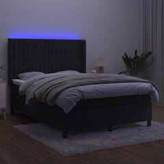 vidaXL kontinentaalvoodi madrats ja LED, must, 140x200 cm, samet цена и информация | Кровати | kaup24.ee