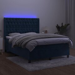 vidaXL kontinentaalvoodi madrats, LED, tumesinine, 140x190 cm, samet hind ja info | Voodid | kaup24.ee