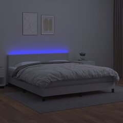 vidaXL kontinentaalvoodi madratsiga, LED, valge, 180x200 cm, kunstnahk цена и информация | Кровати | kaup24.ee