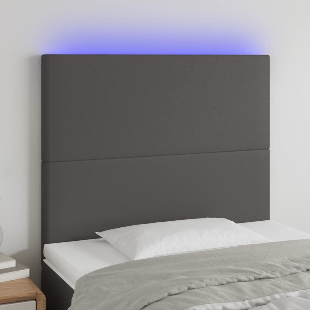 vidaXL LED-voodipeats, hall, 100x5x118/128 cm, kunstnahk цена и информация | Voodid | kaup24.ee