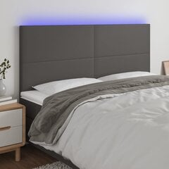 vidaXL LED-voodipeats, hall, 180x5x118/128 cm, kunstnahk hind ja info | Voodid | kaup24.ee