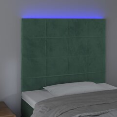 vidaXL LED-voodipeats, tumeroheline, 90x5x118/128 cm, samet цена и информация | Кровати | kaup24.ee