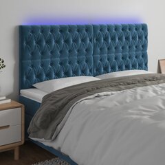 vidaXL LED-voodipeats, tumesinine, 200x7x118/128 cm, samet цена и информация | Кровати | kaup24.ee