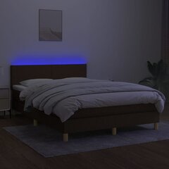 vidaXL kontinentaalvoodi madrats ja LED, tumepruun, 140x190 cm, kangas hind ja info | Voodid | kaup24.ee