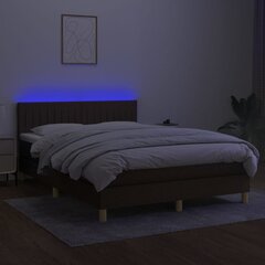 vidaXL kontinentaalvoodi madrats ja LED, tumepruun, 140x190 cm, kangas hind ja info | Voodid | kaup24.ee