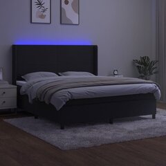 vidaXL kontinentaalvoodi madrats ja LED, must, 160x200 cm, samet цена и информация | Кровати | kaup24.ee