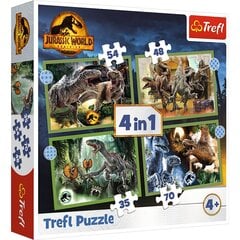 Набор из 4-х пазлов с динозаврами Trefl Jurassic Park, 207 д. цена и информация | Пазлы | kaup24.ee