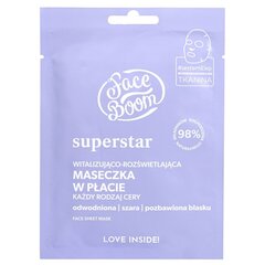 Оживляющая и осветляющая тканевая маска для лица FaceBoom Superstar, 1 шт. цена и информация | Маски для лица, патчи для глаз | kaup24.ee