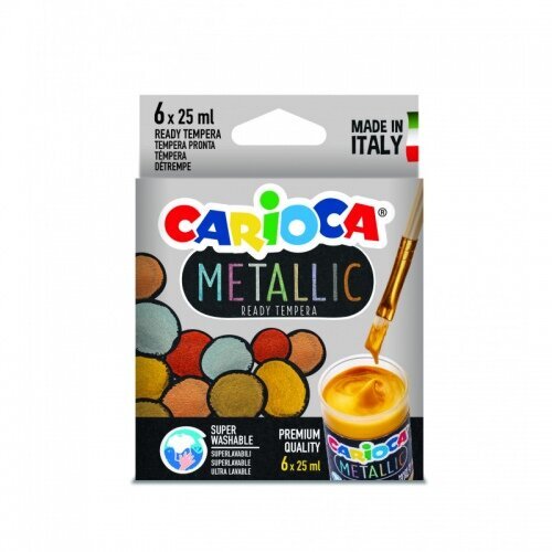 Temperavärvid CARIOCA METALLIC, 6 värvi (igaüks 25 ml). hind ja info | Kunstitarbed, voolimise tarvikud | kaup24.ee